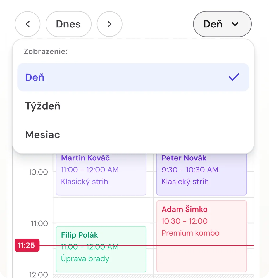 Booking calendar and schedule overview