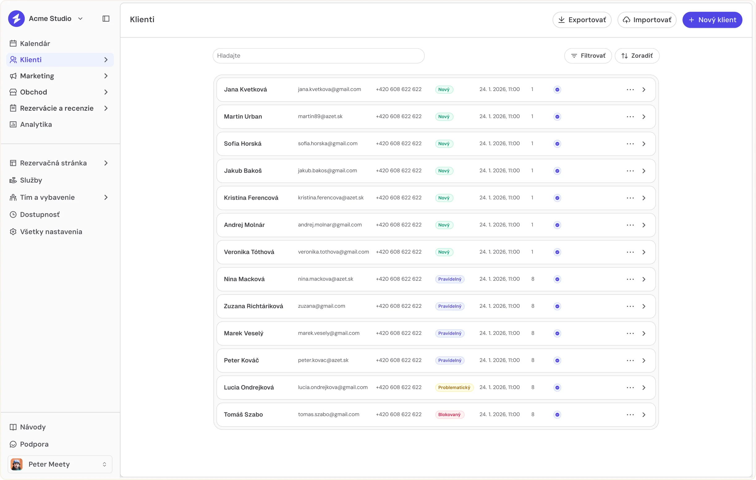 Meety calendar and booking page preview