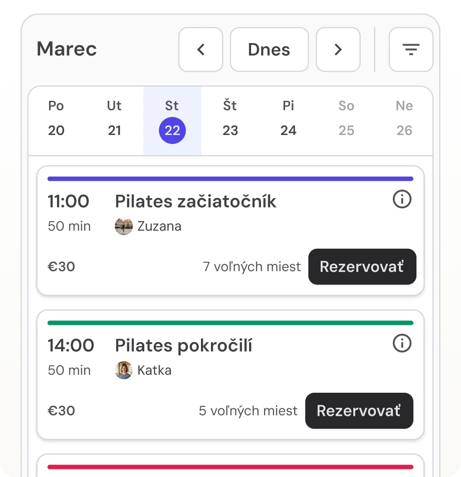 Booking calendar - great for classes