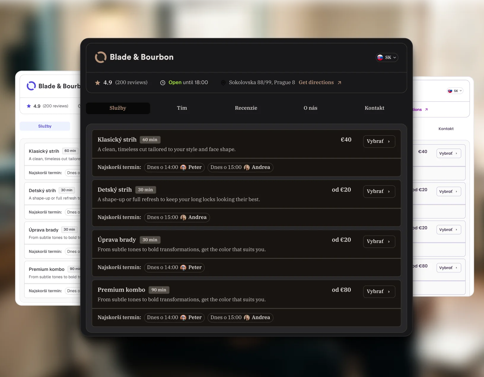 Booking page templates preview