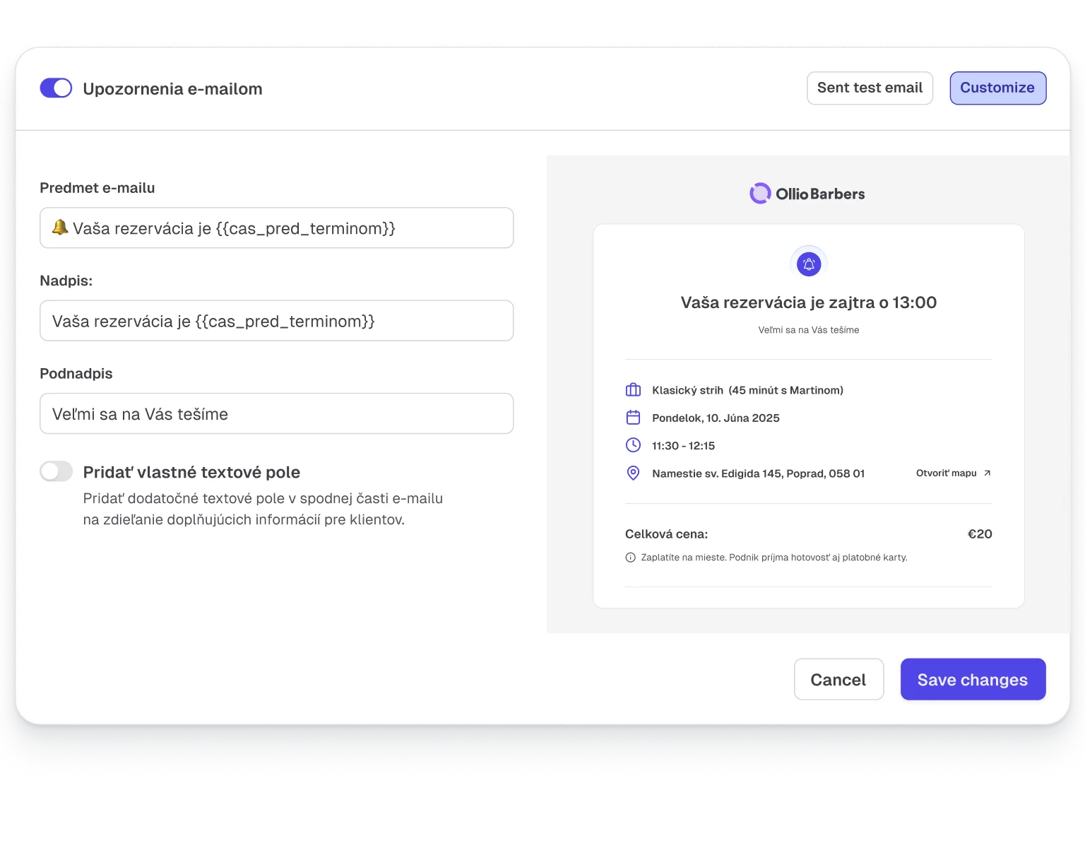 Vlastné texty notifikácií a personalizované správy